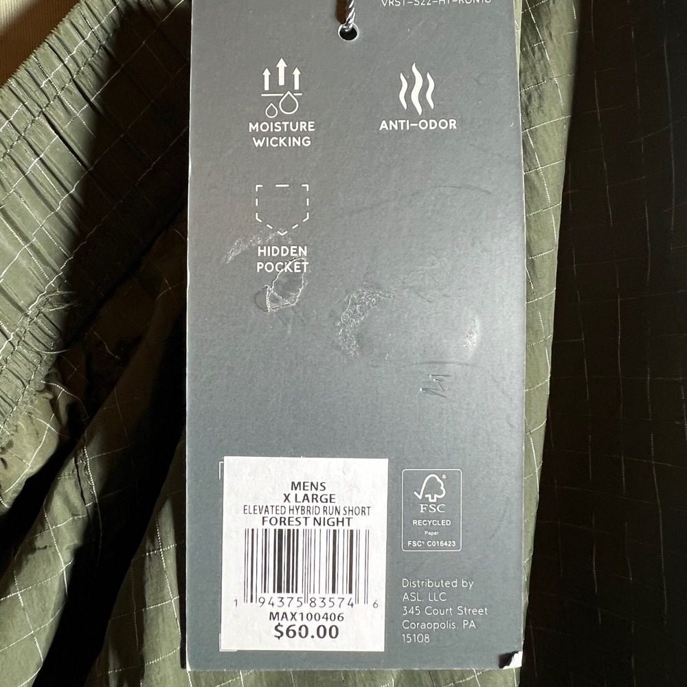 VRST Mens Elevated Hybrid Run Short Forest Night Green XL MAX100406 NWT - Picture 7 of 13
